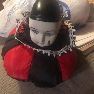 Vintage sad tear drop clown pincushion